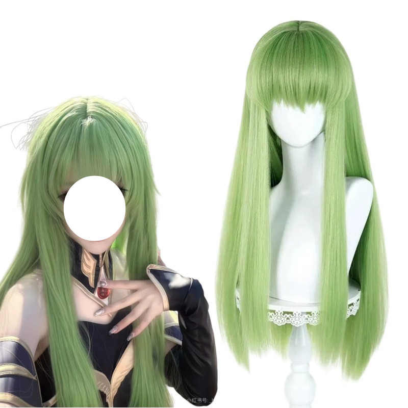 Tech Accessories Women - Peruca Verde Longa Sintética para Cosplay